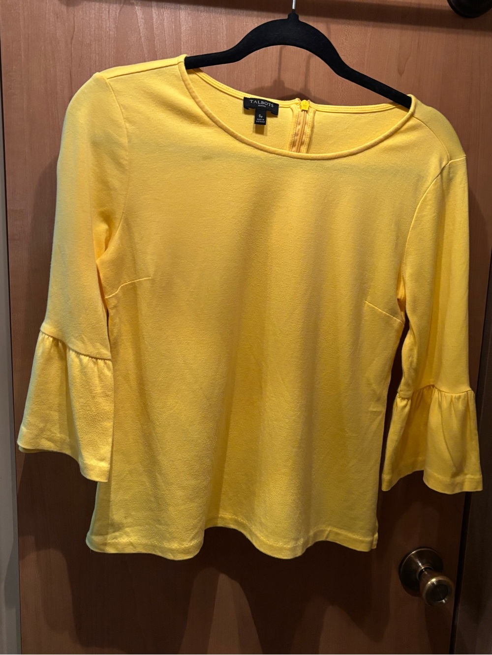 Talbots Bright Yellow Ruffle-Sleeve Blouse. 100% Cotton